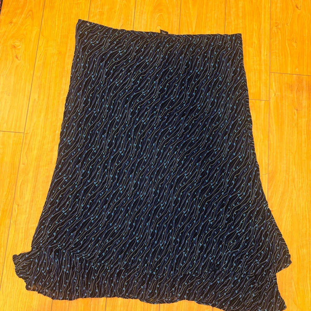 Style & Co. Black Asymmetrical Skirt with Blue and Green Deisgn